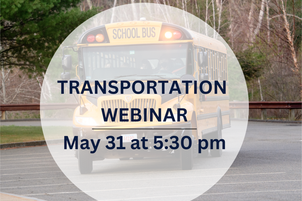 Transportation Webinar on May 31 at 5:30 pm