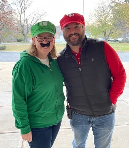 Administrators dressed as "Mario and Luigi"